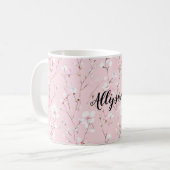 Hübsche rosa weiße Blumen Kaffeetasse (Vorderseite Links)