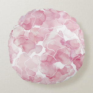 Hübsche rosa weiße Blüten Rundes Kissen