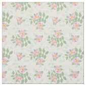 Hübsche rosa weiße HundeRosen auf weißem Gewebe Stoff (Muster)