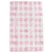 Hübsche rosa weiße Karo-Streifen-Brautparty Mittlere Geschenktüte (Vorderseite)