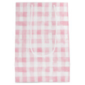 Hübsche rosa weiße Karo-Streifen-Brautparty Mittlere Geschenktüte (Rückseite)