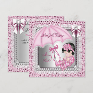 Hübsche rosa weiße Mädchen-Baby-Party Einladung