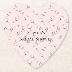 Hübsche rosa weiße Rosen Floral Brautparty Untersetzer
