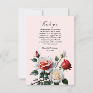 Hübsche rosa weiße rote Rosen Blumen Hochzeit Dankeskarte