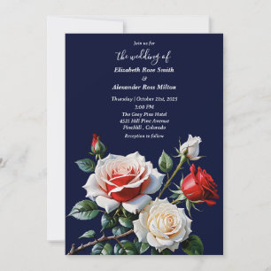 Hübsche, rosa weiße rote Rosen dunkle Blumenhochze Einladung