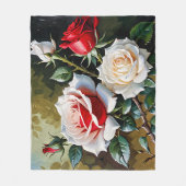 Hübsche rosa weiße rote Rosen Ölmalerei Fleecedecke (Vorderseite)