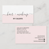 Hübsche, rosa, weiße Script-Visitenkarte Makeup Bu Visitenkarte (Vorne/Hinten)