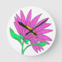 Hübsche rosa whimsical Acryl-Blumenmalerei Runde Wanduhr
