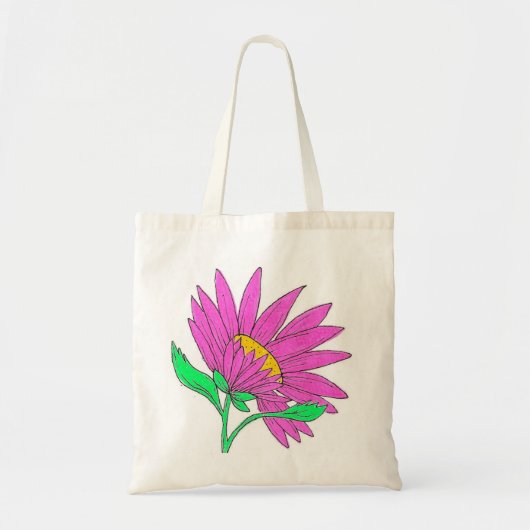Hübsche rosa whimsical Acryl-Blumenmalerei Tragetasche (Vorne)