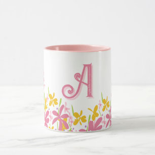 Hübsche rosa Wildblume Personalisiert Tasse
