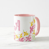 Hübsche rosa Wildblume Personalisiert Tasse (VorderseiteRechts)