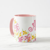 Hübsche rosa Wildblume Personalisiert Tasse (Vorderseite Links)