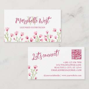 Hübsche rosa Wildblumen feminine Monogramm Visitenkarte
