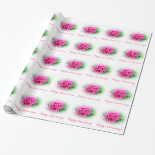 Hübsche rosa wilde Rosenblume frohes Jubiläum Geschenkpapier