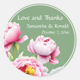 Hübsche rosa Zinnspitzen auf Grünen Hochzeiten Runder Aufkleber