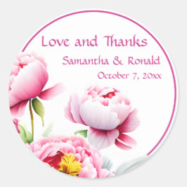 Hübsche rosa Zinnspitzen auf weißer Hochzeit Runder Aufkleber