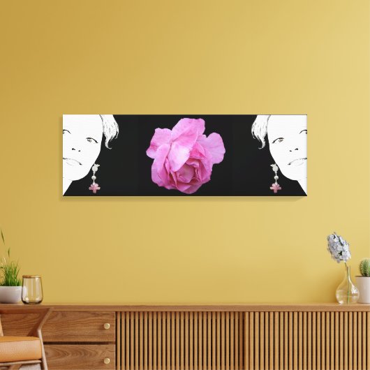 Hübsche Rosa Zwillingsmode-Illustration Leinwanddruck (Insitu (Wohnzimmer))