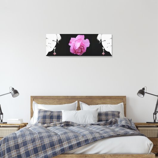 Hübsche Rosa Zwillingsmode-Illustration Leinwanddruck (Insitu (Schlafzimmer))