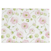 Hübsche Rosafarben Mint Blumen Braut Dusche Große Geschenktüte (Rückseite)