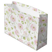 Hübsche Rosafarben Mint Blumen Braut Dusche Große Geschenktüte (Rückseite Schrägansicht)