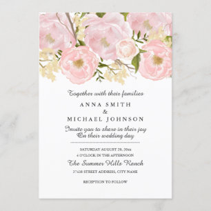 Hübsche rosafarbene Blumen-Hochzeitseinladung Einladung