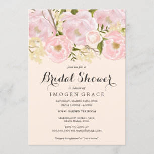 Hübsche rosafarbene Floral-Hochzeitsdusche Einladung