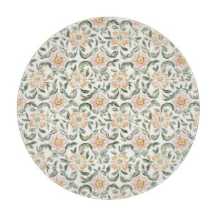 Hübsche rosafarbene grüne Blätter Blumen Geburtsta Schneidebrett