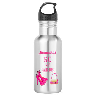 Hübsche rosafarbene High Heels zum 50. Geburtstag Edelstahlflasche