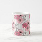 Hübsche rosafarbene Milsien gestreift Blumenmuster Kaffeetasse (Mittel)