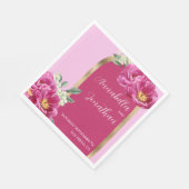 Hübsche rosafarbene Peonies mit Gold auf rosa Hoch Serviette (Ecke)