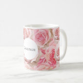 Hübsche rosafarbene Rosen Blumen Kaffeetasse (VorderseiteRechts)