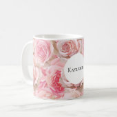 Hübsche rosafarbene Rosen Blumen Kaffeetasse (Vorderseite Links)