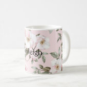 Hübsche rosafarbene weiße Blüten Kaffeetasse (VorderseiteRechts)