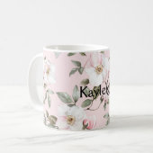Hübsche rosafarbene weiße Blüten Kaffeetasse (Vorderseite Links)