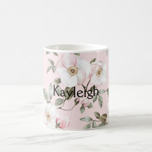 Hübsche rosafarbene weiße Blüten Kaffeetasse