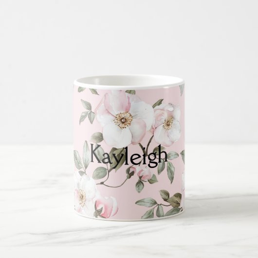 Hübsche rosafarbene weiße Blüten Kaffeetasse (Mittel)