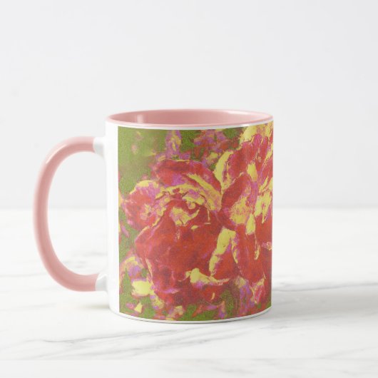 Hübsche Rose Art Rosa Gelbe Abstrakte Tasse (Links)