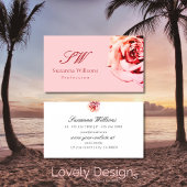 Hübsche Rose auf Schlichtem hellrosa mit Initialen Visitenkarte