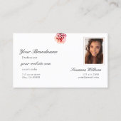 Hübsche Rose auf Schlichtem hellrosa mit Logo-Foto Visitenkarte (Rückseite)