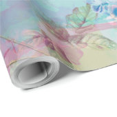 Hübsche Rose Blumenfarbe Aquarellfarben Design Geschenkpapier (Rolleneckpunkt)