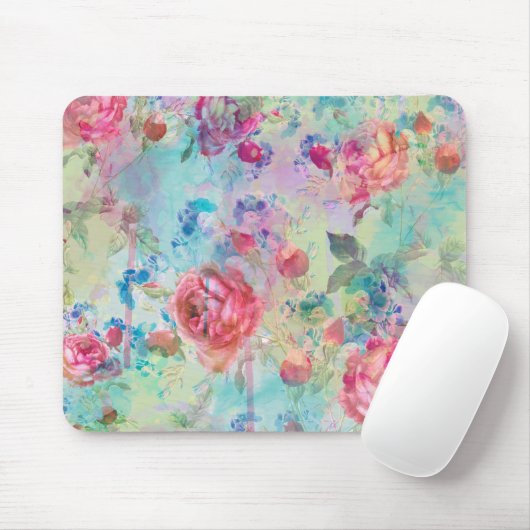 Hübsche Rose Blumenfarbe Aquarellfarben Design Mousepad (Mit Mouse)