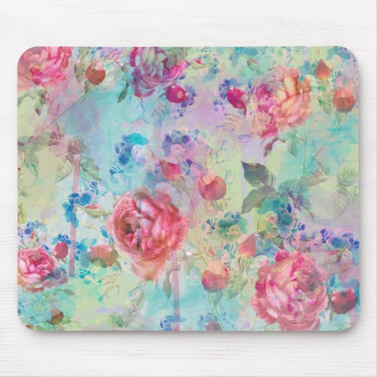 Hübsche Rose Blumenfarbe Aquarellfarben Design Mousepad (Vorne)