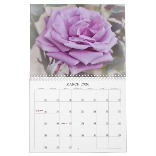 Hübsche Rose Blumenkalender Kalender (Mär 2026)