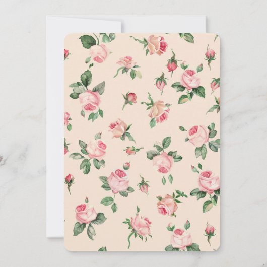 Hübsche Rose Blumenrosa Pfirsichcreme Brautparty Einladung (Rückseite)