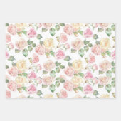 Hübsche Rose Blumenrosa Pfirsichcreme Brautparty Geschenkpapier Set (Vorderseite 3)