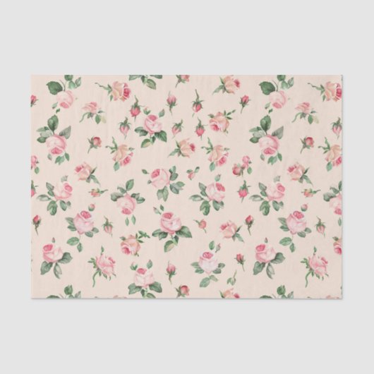 Hübsche Rose Blumenrosa Pfirsichcreme Brautparty Seidenpapier (Vorderseite)