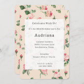 Hübsche Rose Blumenrosa Pfirsichcreme Geburtstag Einladung (Vorne/Hinten)