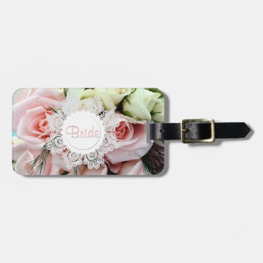 Hübsche Rose Custom Bride's Gepäckanhänger (Vorderseite horizontal)