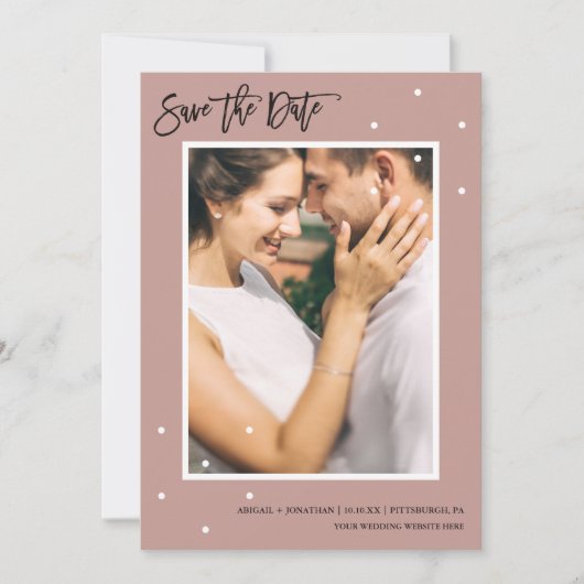 Hübsche Rose Dots Foto Save the Date (Vorderseite)