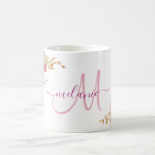 Hübsche Rose Floral Custom Monogram Kaffeetasse (Mittel)